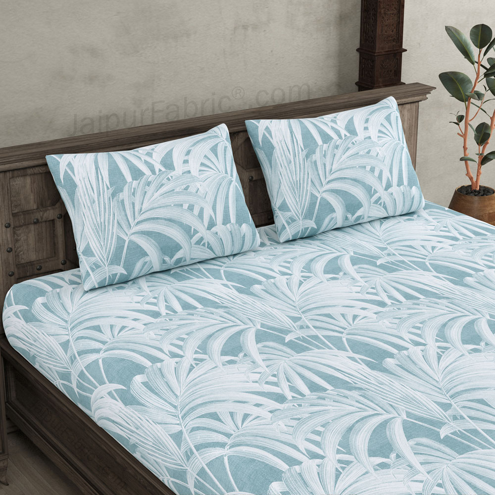 Royal Fern Blue King Size BedSheet