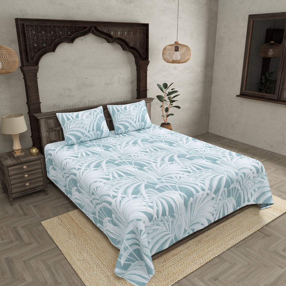 Royal Fern Blue King Size BedSheet