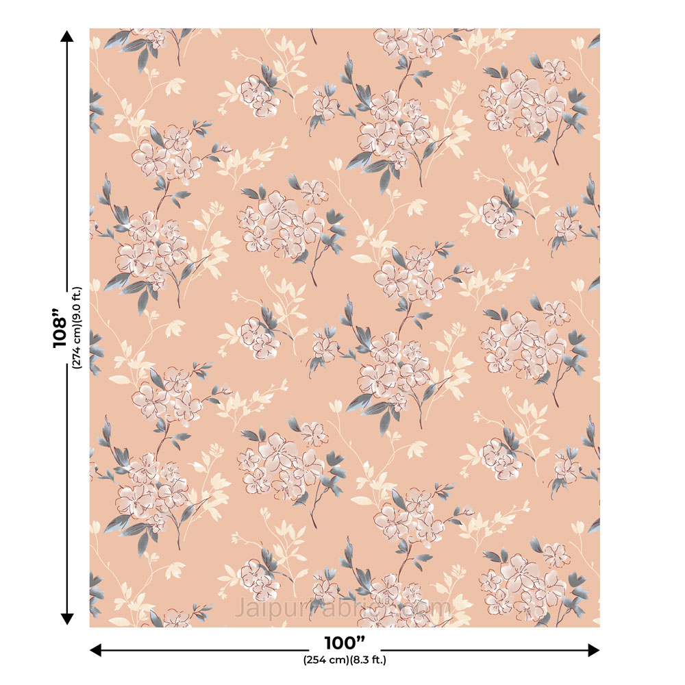 Tropical Floral Peach King Size BedSheet