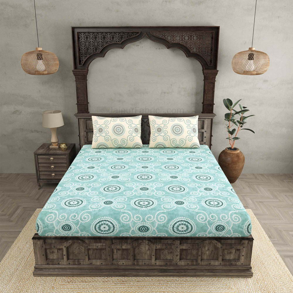 Bhandhej Green King Size Bedsheet