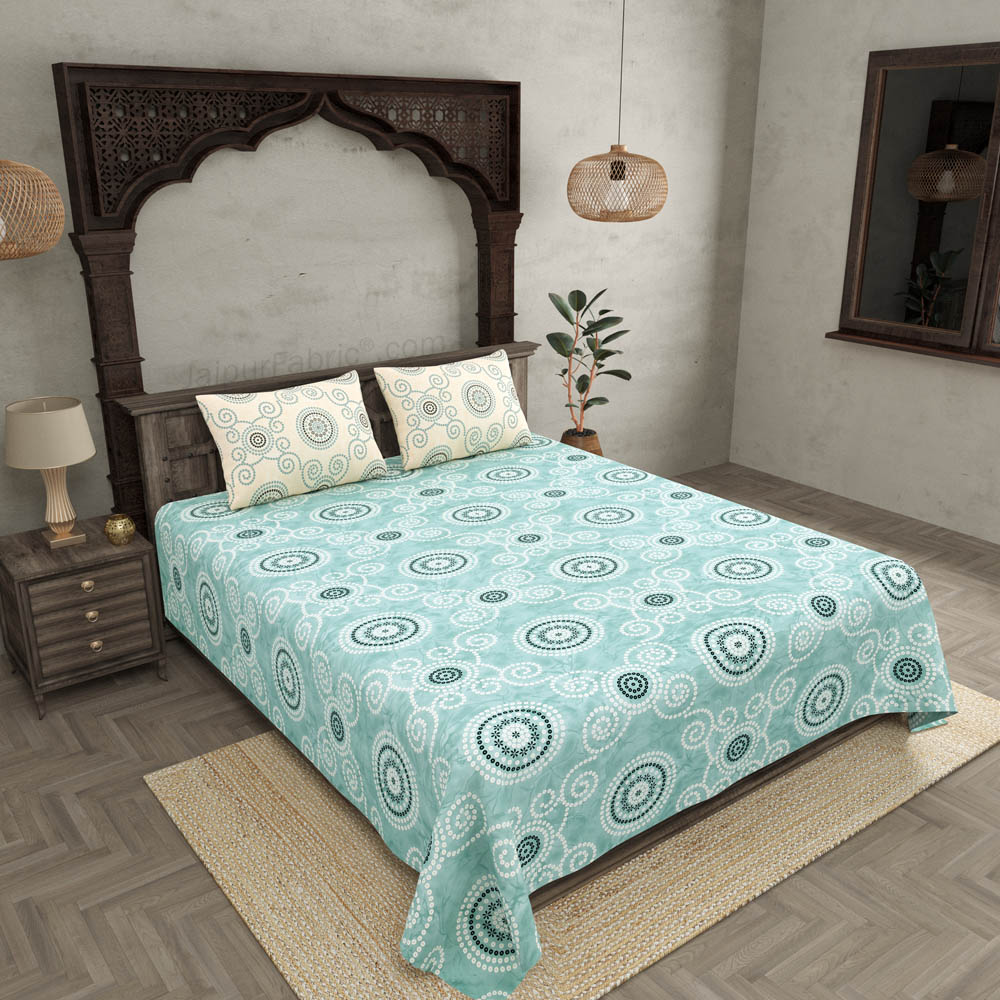 Bhandhej Green King Size Bedsheet