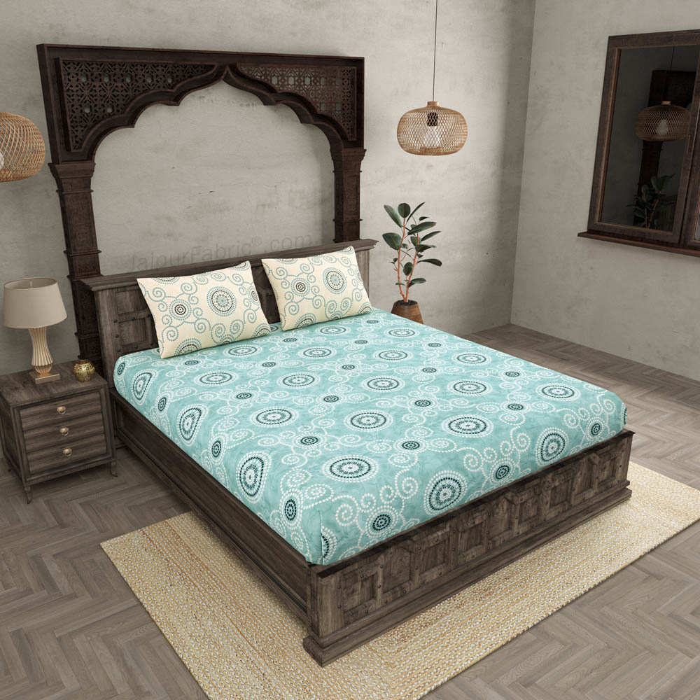 Bhandhej Green King Size Bedsheet