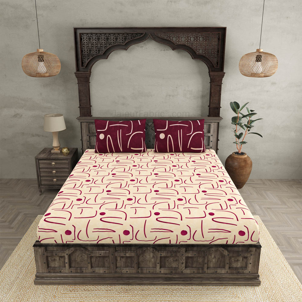 Abstract Art Burgandy King Size Bedsheet