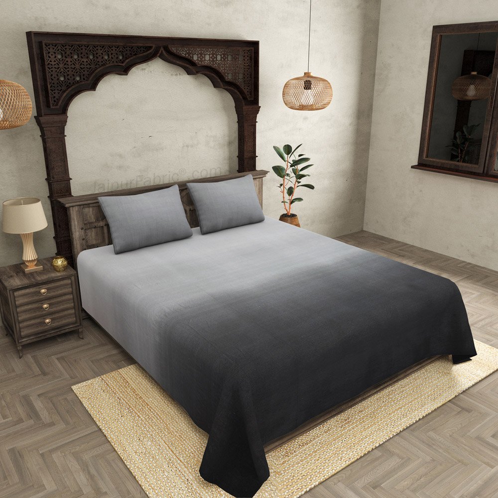 Ombre Slate Grey Gradient hues King Size BedSheet