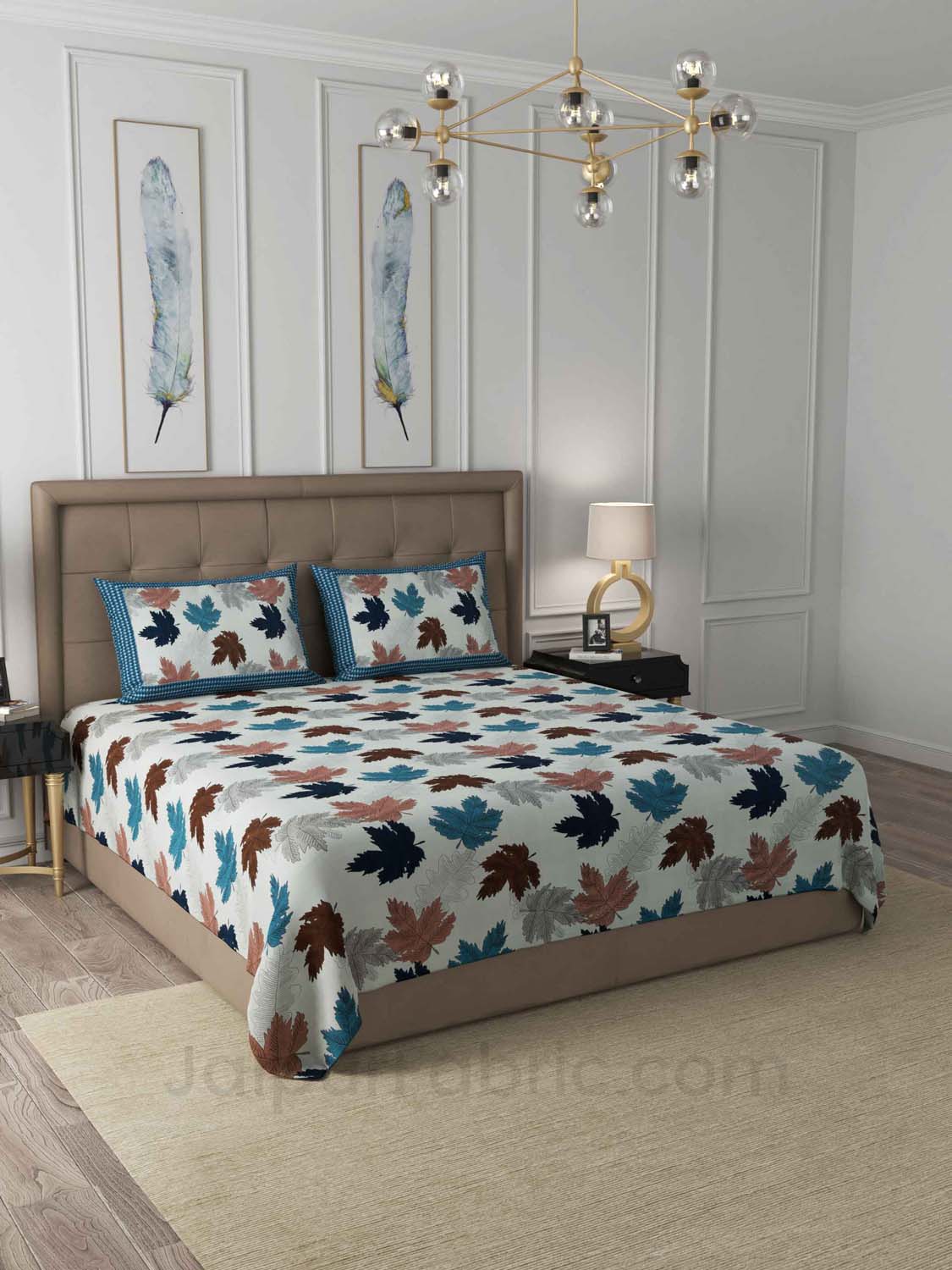 Maple Multicolor Cotton King Size Double Bedsheet