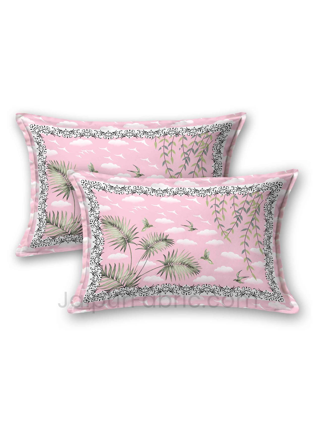 Cyperus Pink Digital Print Luxury Cotton King Size Bedsheet