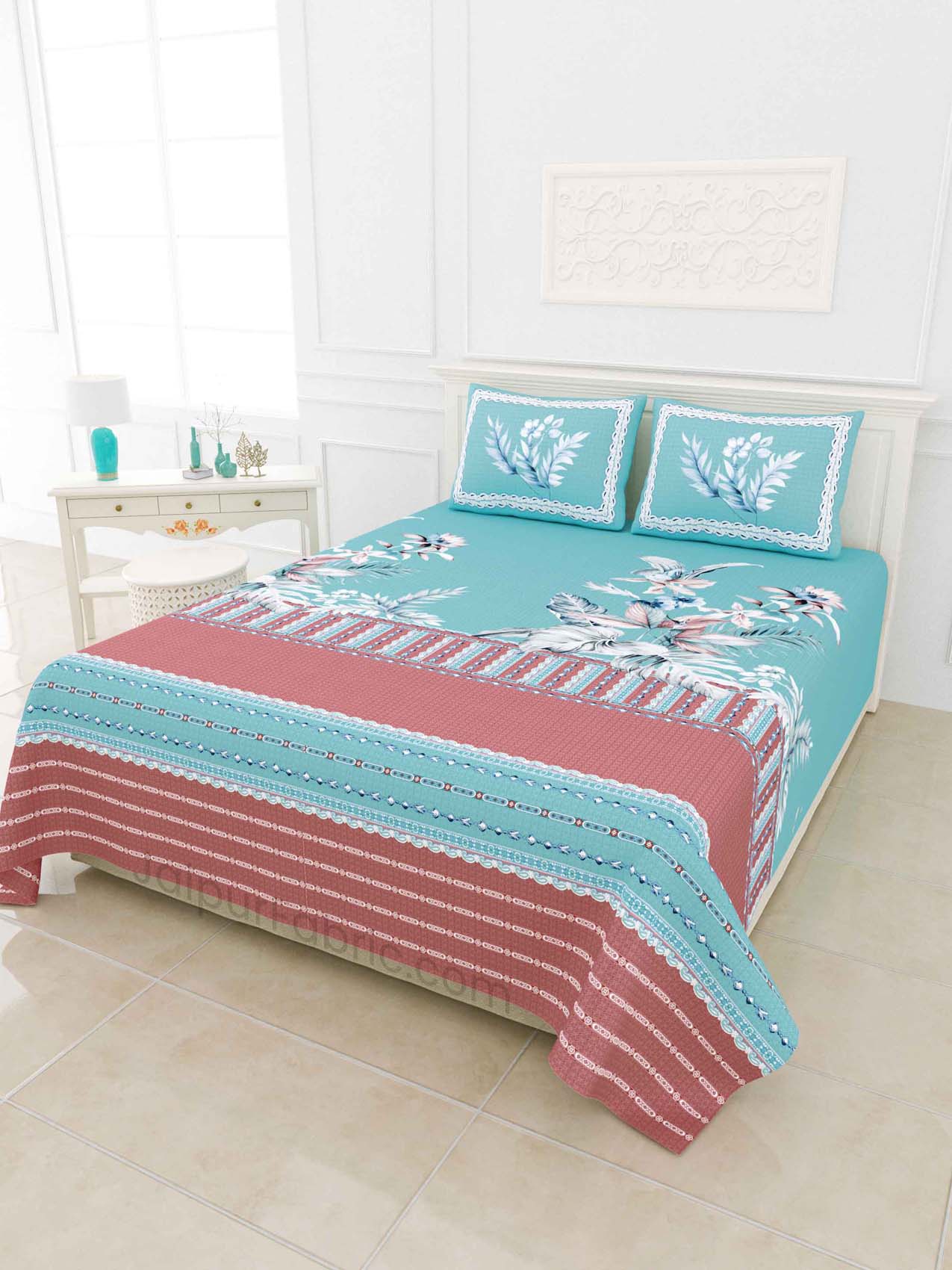 Oasis Spanish Digital Print Luxury Cotton King Size Bedsheet