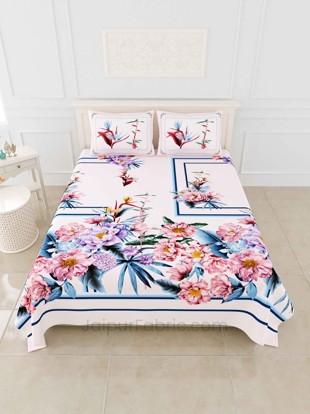 Dreamy MultiColor Digital Print Luxury Cotton King Size Bedsheet