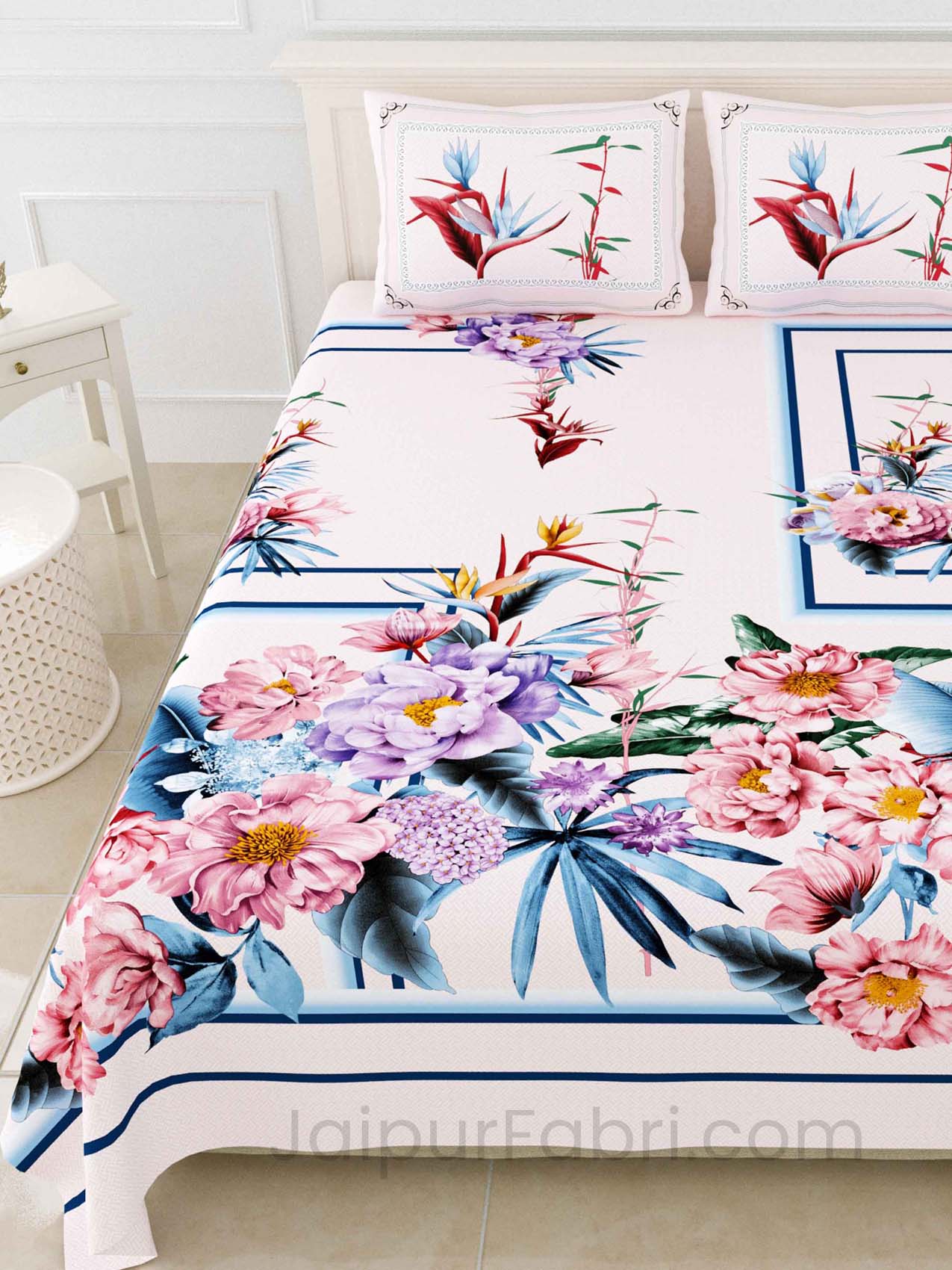 Dreamy MultiColor Digital Print Luxury Cotton King Size Bedsheet