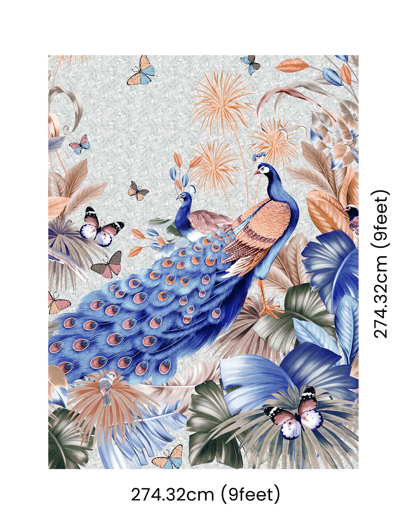 Peacock Blue Digital Print Luxury Cotton King Size Bedsheet