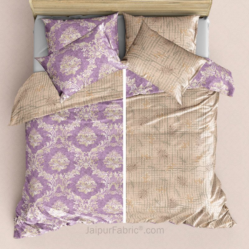 Two in One Reversible KingSize BedSheet Lavender Desert with 4 pillow covers