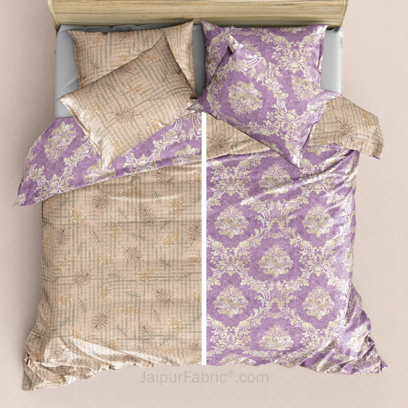 Two in One Reversible KingSize BedSheet Lavender Desert with 4 pillow covers