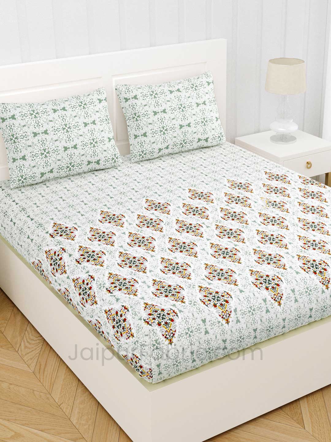 Royal Heritage Green Premium Cotton King Size Double BedSheet