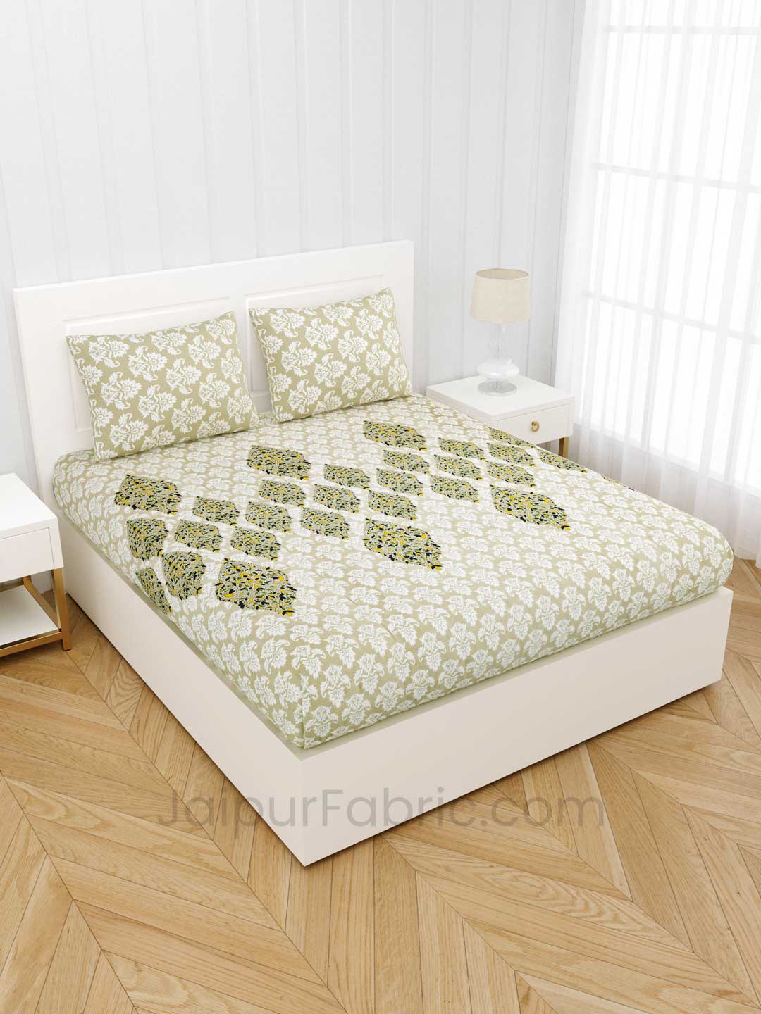 Classy Elegance Green Premium Cotton King Size BedSheet