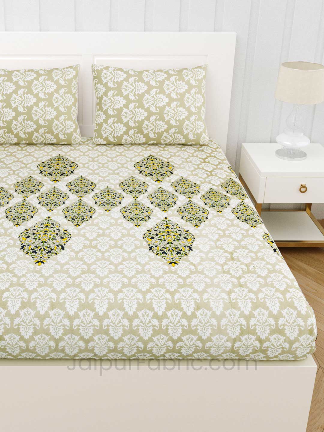 Classy Elegance Green Premium Cotton King Size BedSheet