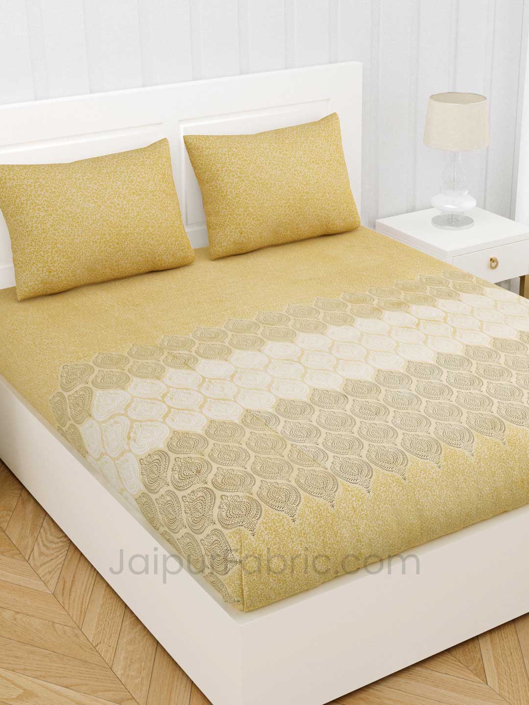 Dreamy Yellow Premium Cotton King Size BedSheet