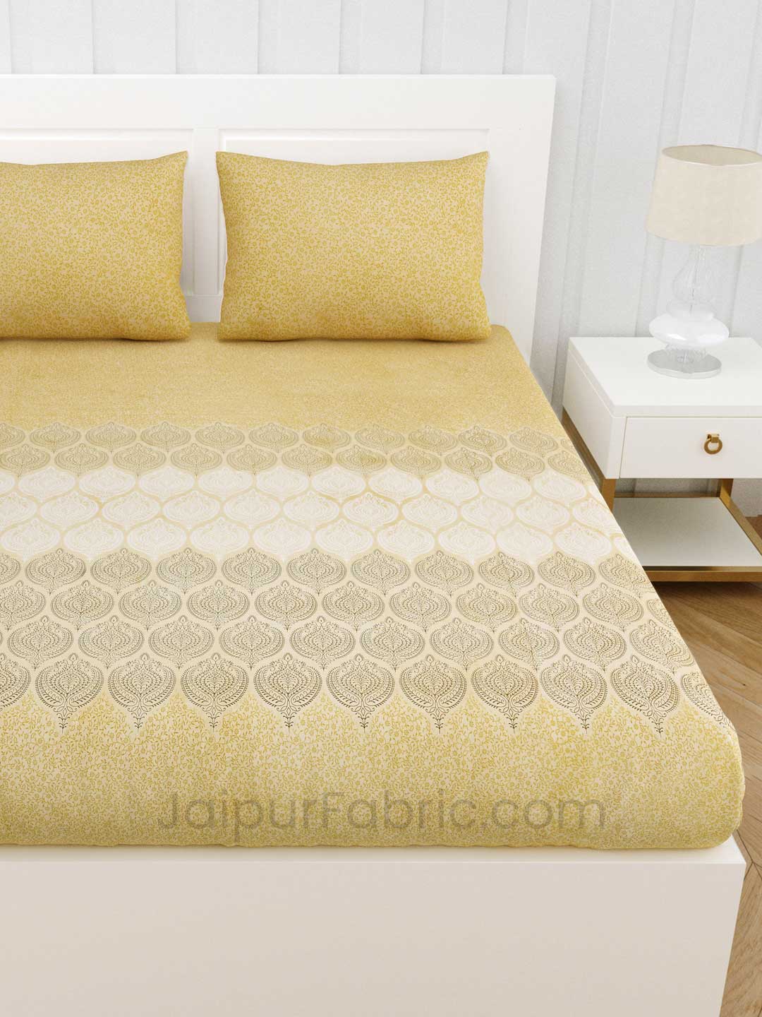 Dreamy Yellow Premium Cotton King Size BedSheet