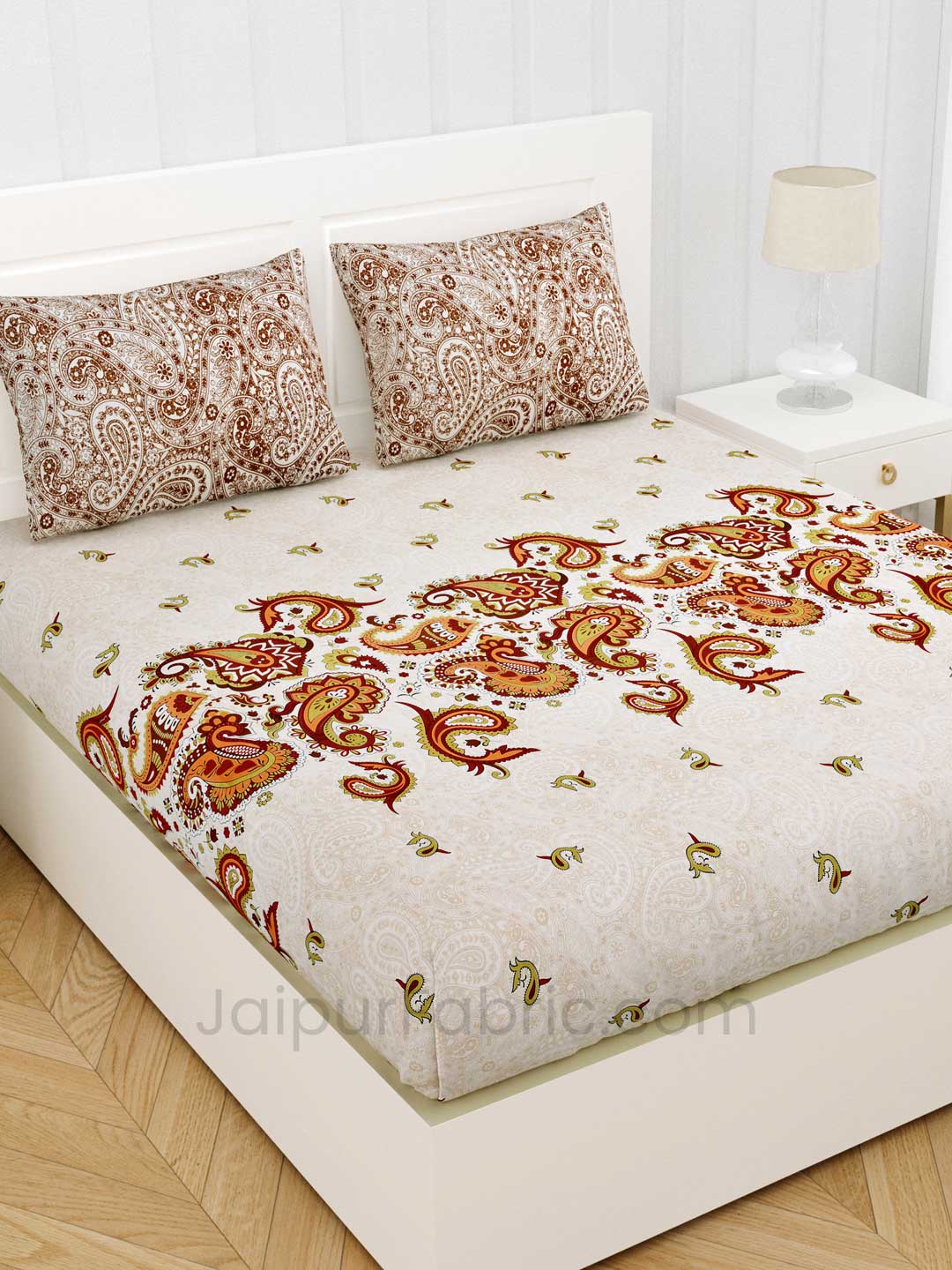 Artistic Cream Premium Cotton King Size Double BedSheet