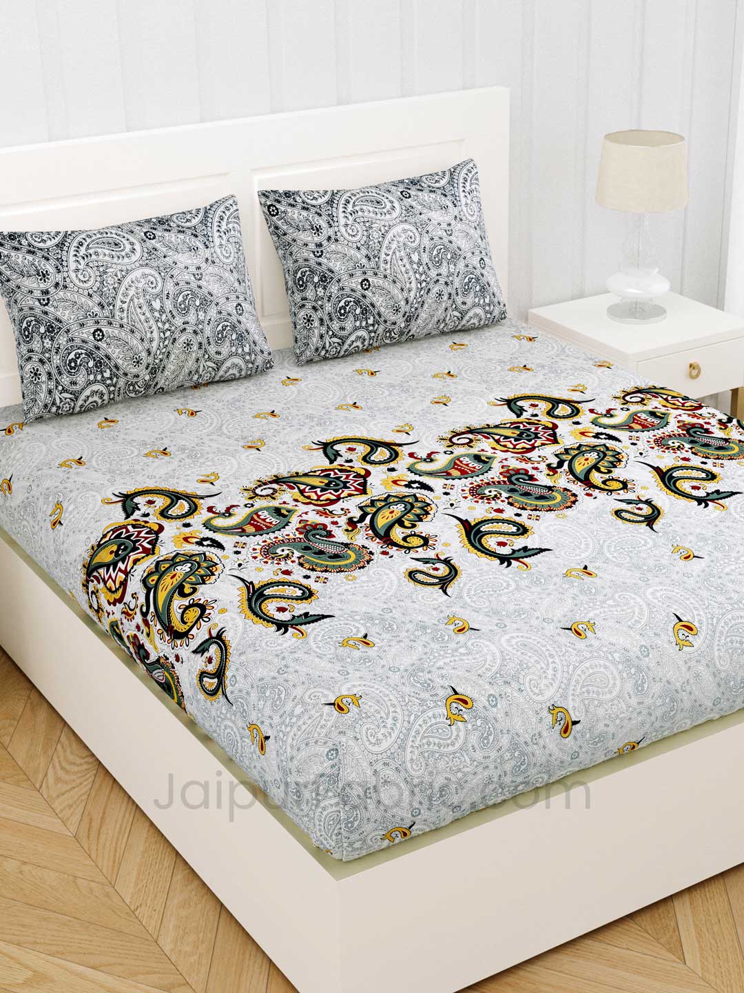 Artistic Grey Premium Cotton King Size Double BedSheet