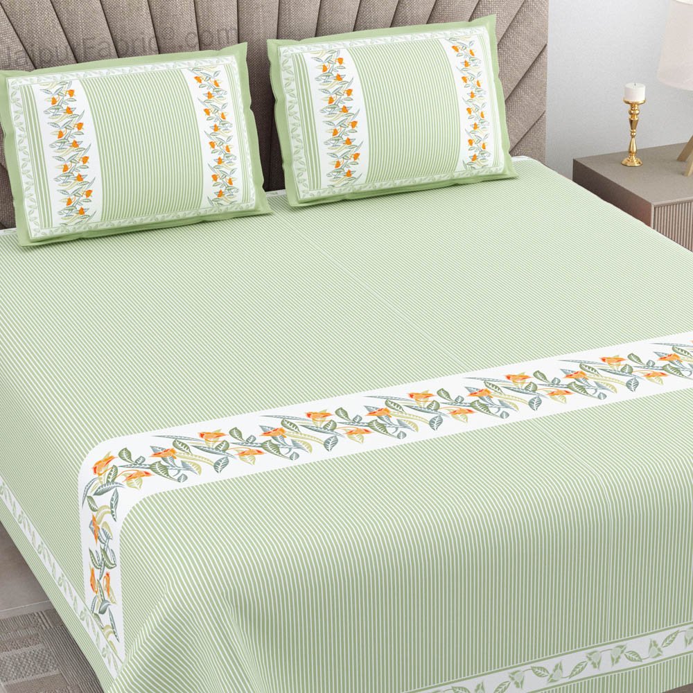 Green Eco Friendly Pure Cotton King Size Double BedSheet