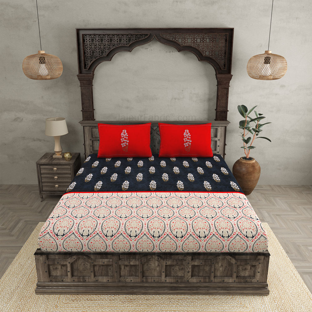 Vermillion Fusion Premium Twill Cotton King Size BedSheet