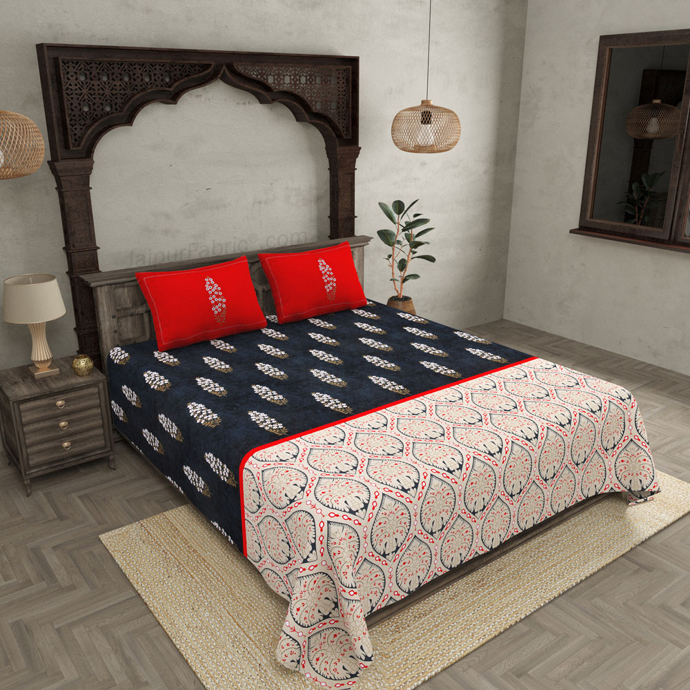 Vermillion Fusion Premium Twill Cotton King Size BedSheet