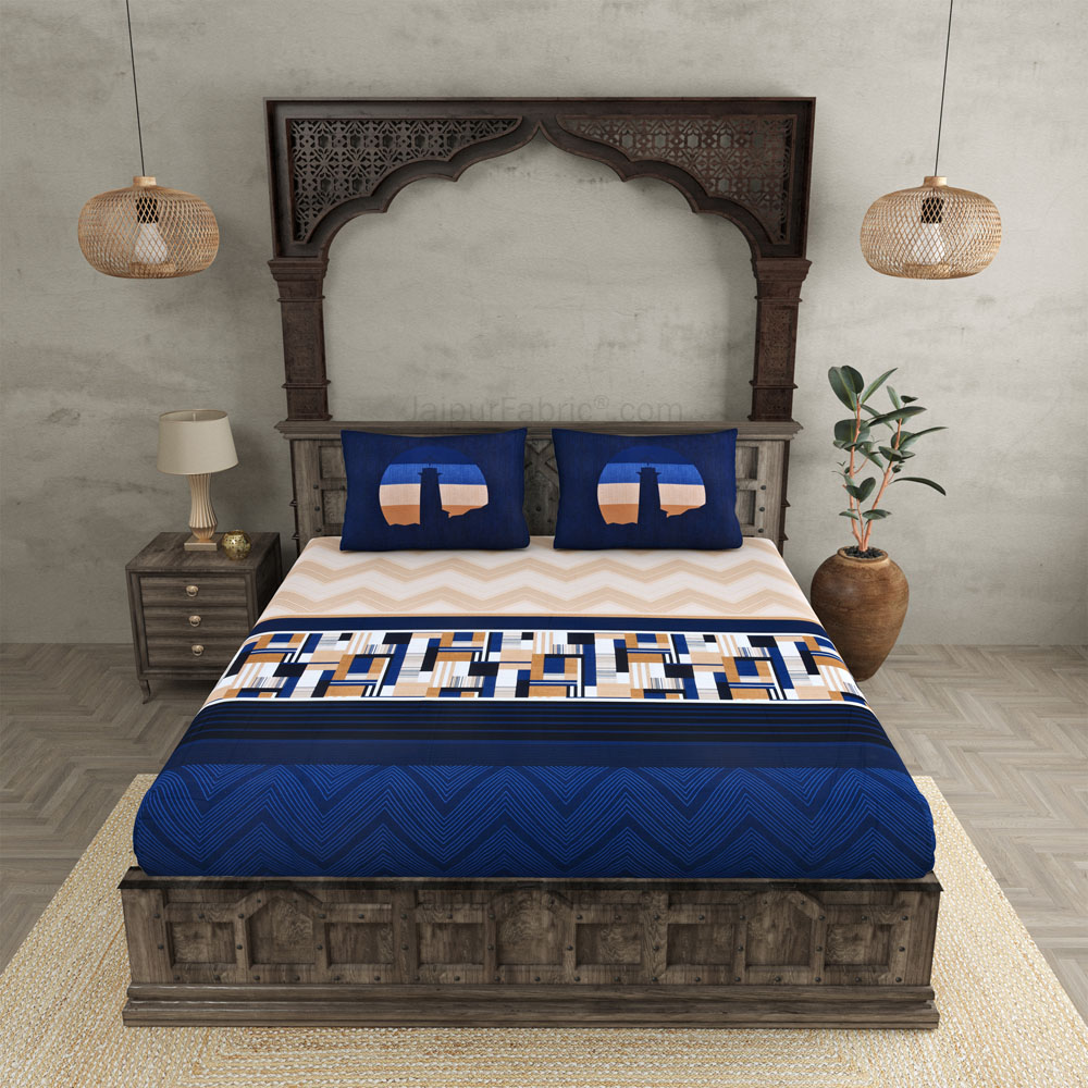 Cobalt Contemporary Premium Twill Cotton King Size BedSheet