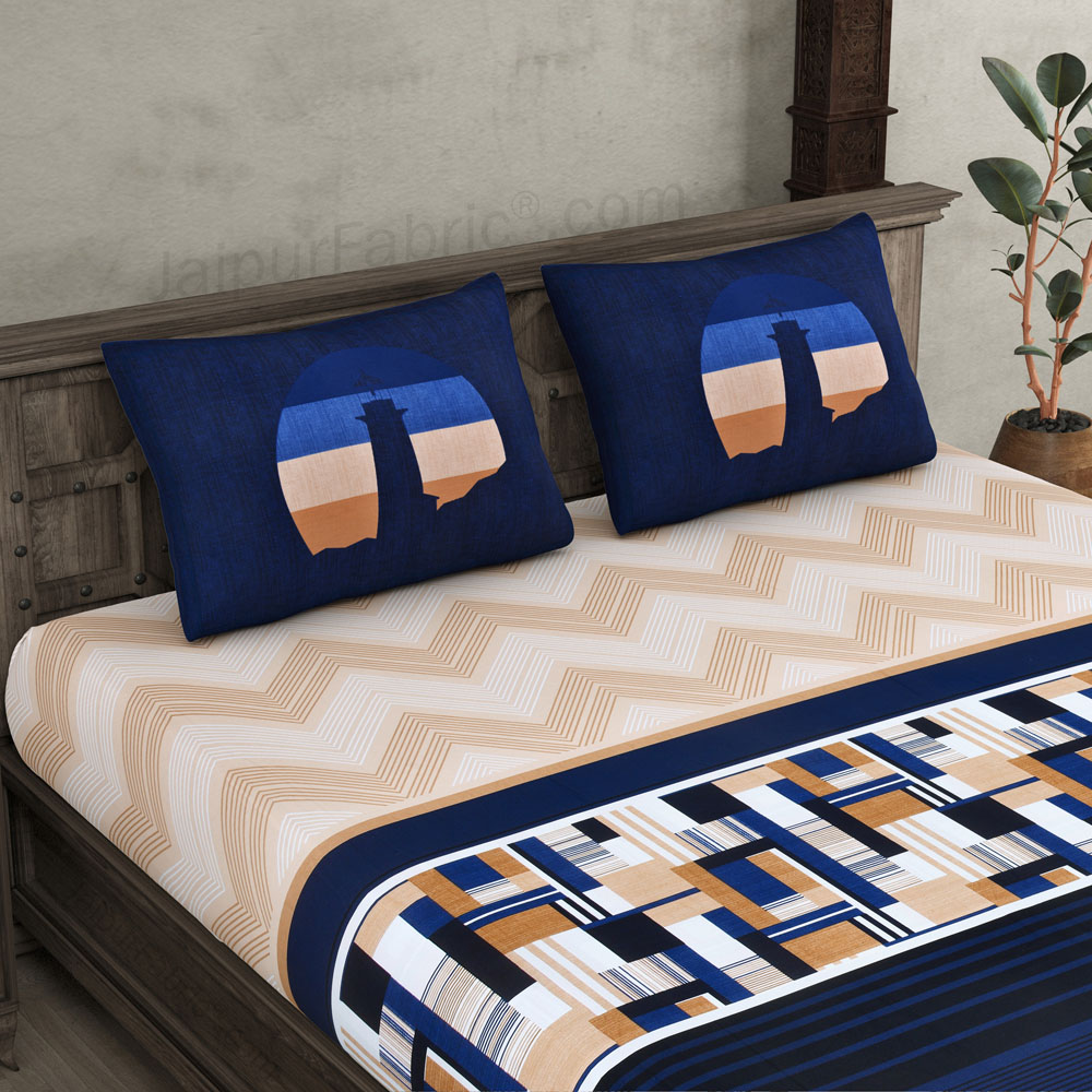 Cobalt Contemporary Premium Twill Cotton King Size BedSheet