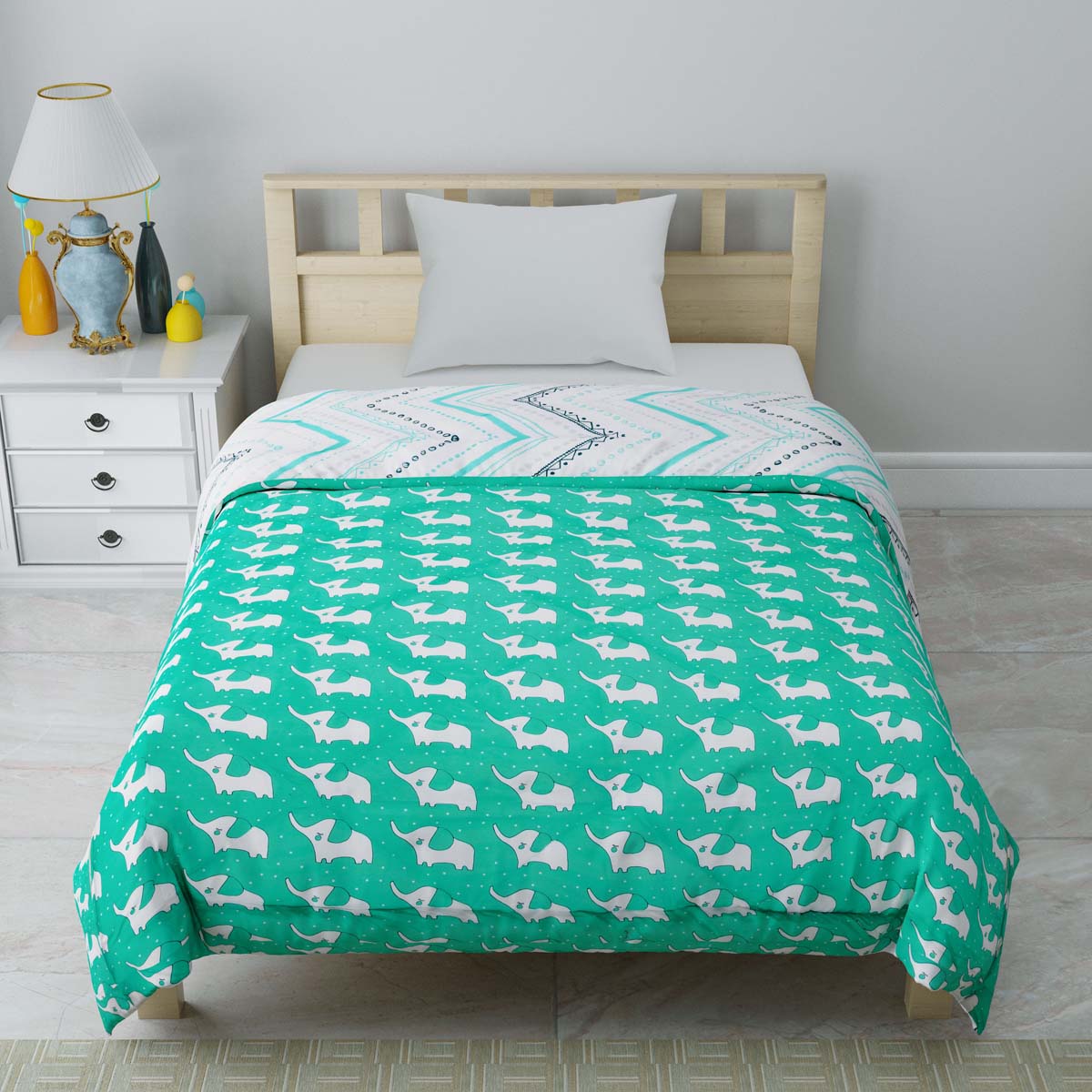 Minitrunks Green Single Bed Kids Comforter