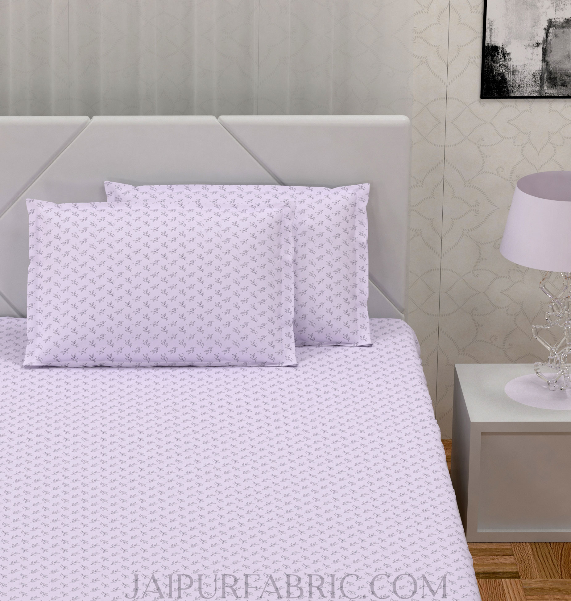 Fresh Leaflets Purple King Size Bedsheet