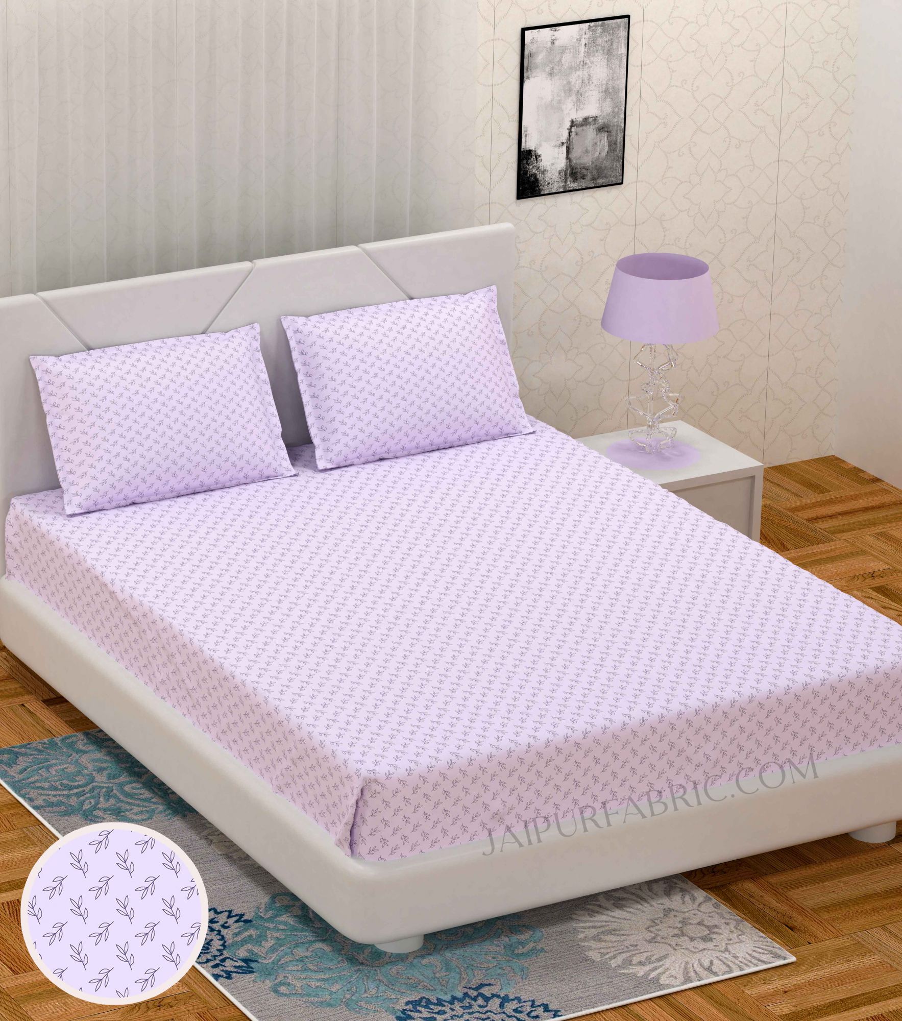 Fresh Leaflets Purple King Size Bedsheet