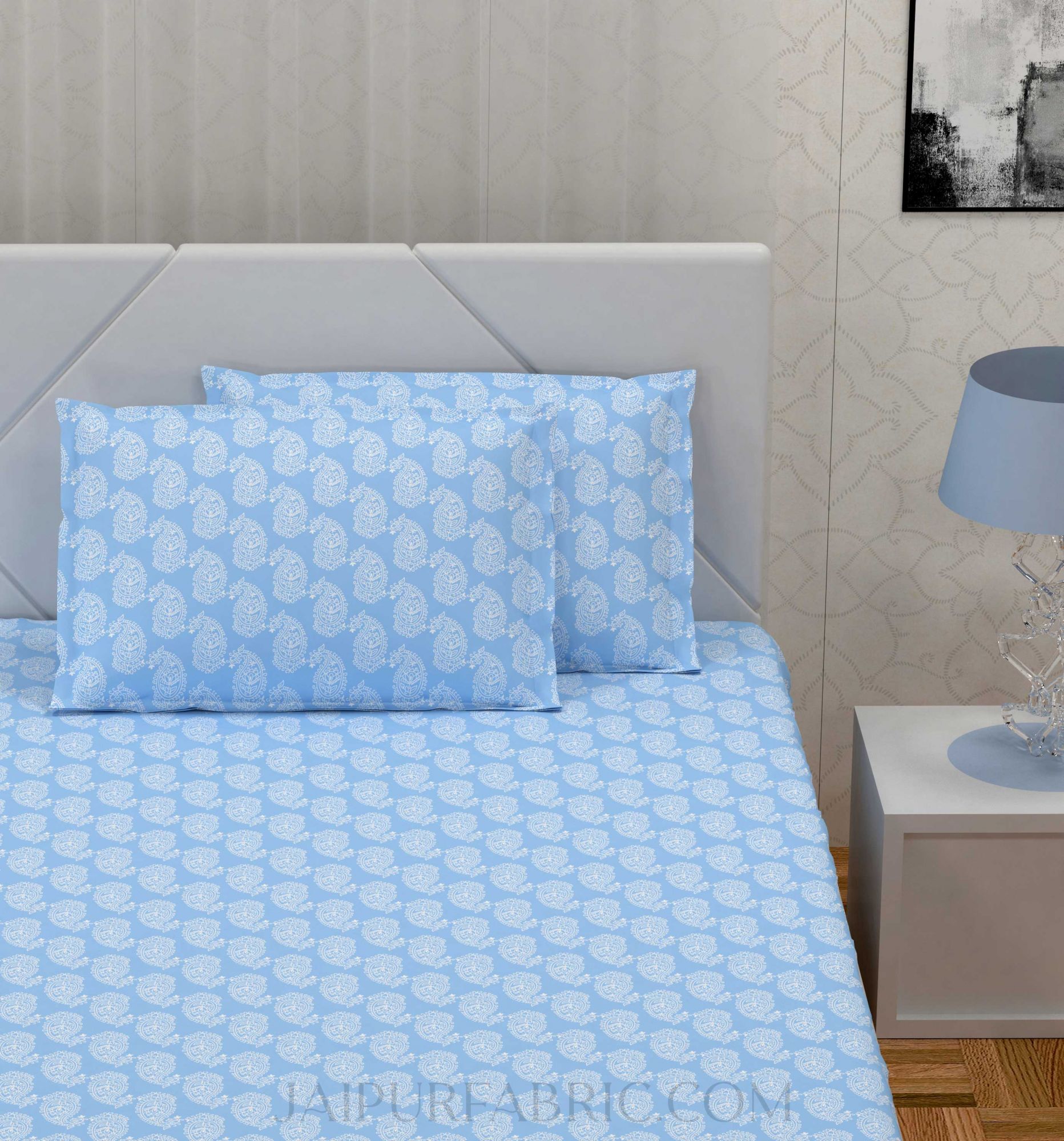 Placid Paisley Blue King Size Bedsheet