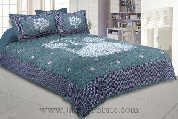 National Pride Sea Green Giza Cotton Double BedSheet