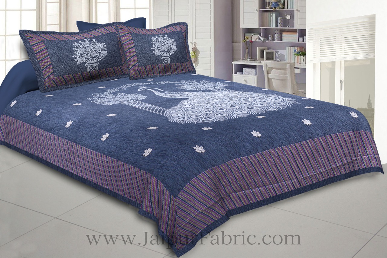 National Pride Thunder Blue Giza Cotton Double BedSheet