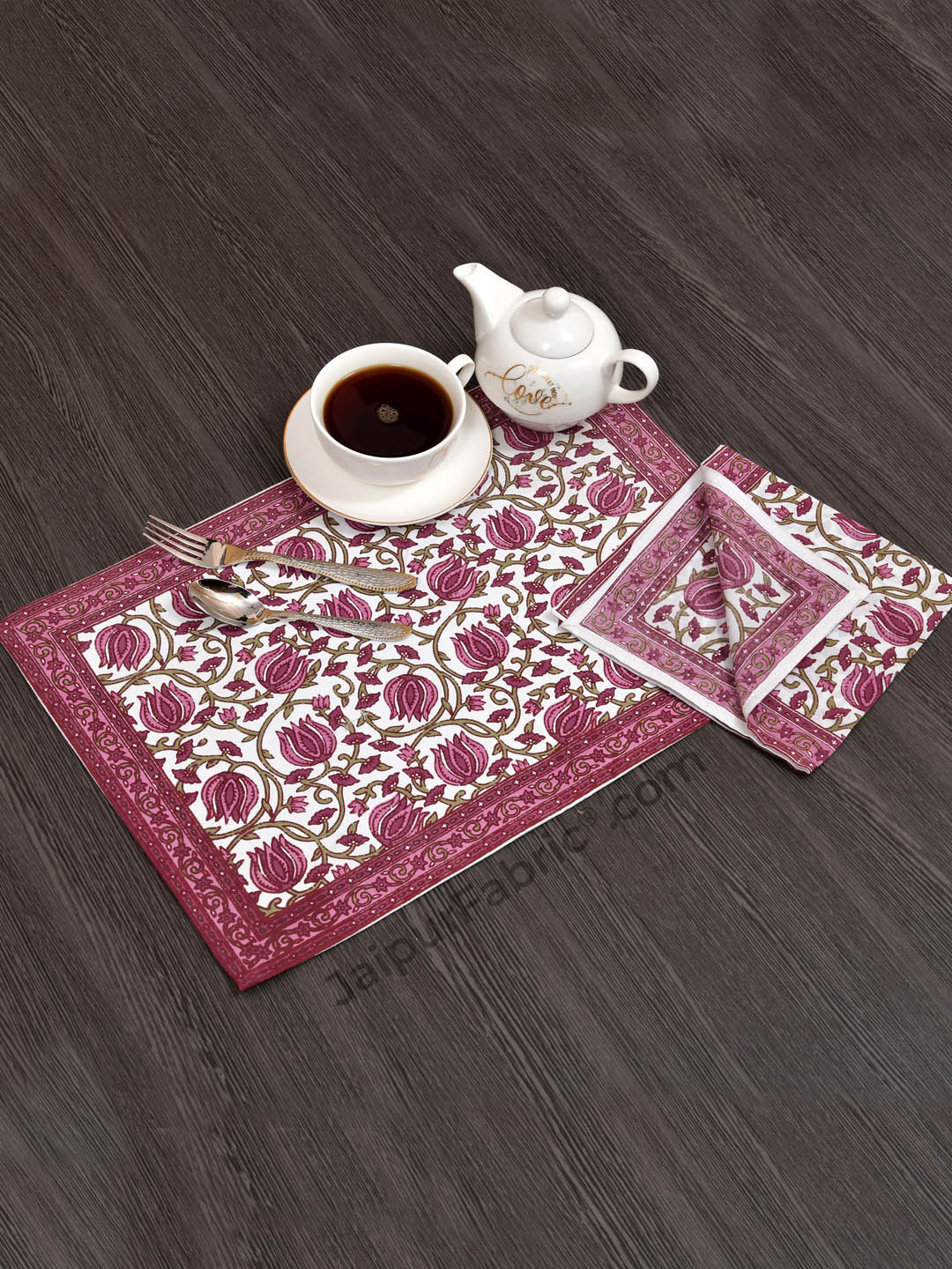 Maroon Pink Floral Set of 13 Table Set