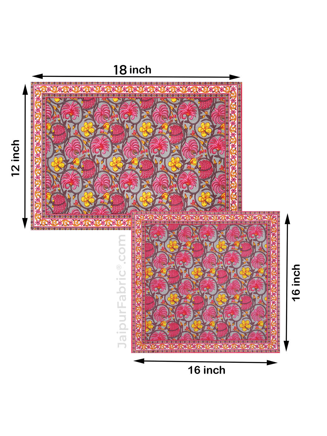 Pink Yellow Floral Print Set of 13 Table Set