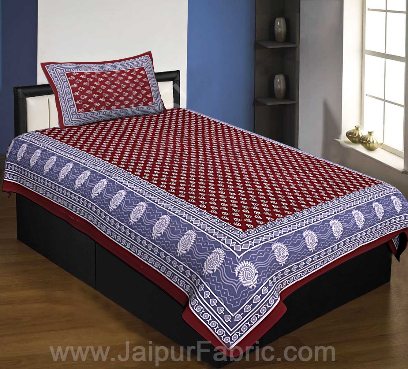 COMBO77- Set of 1 Double Bedsheet and  1 Single Bedsheet With  2+1 Pillow Cover