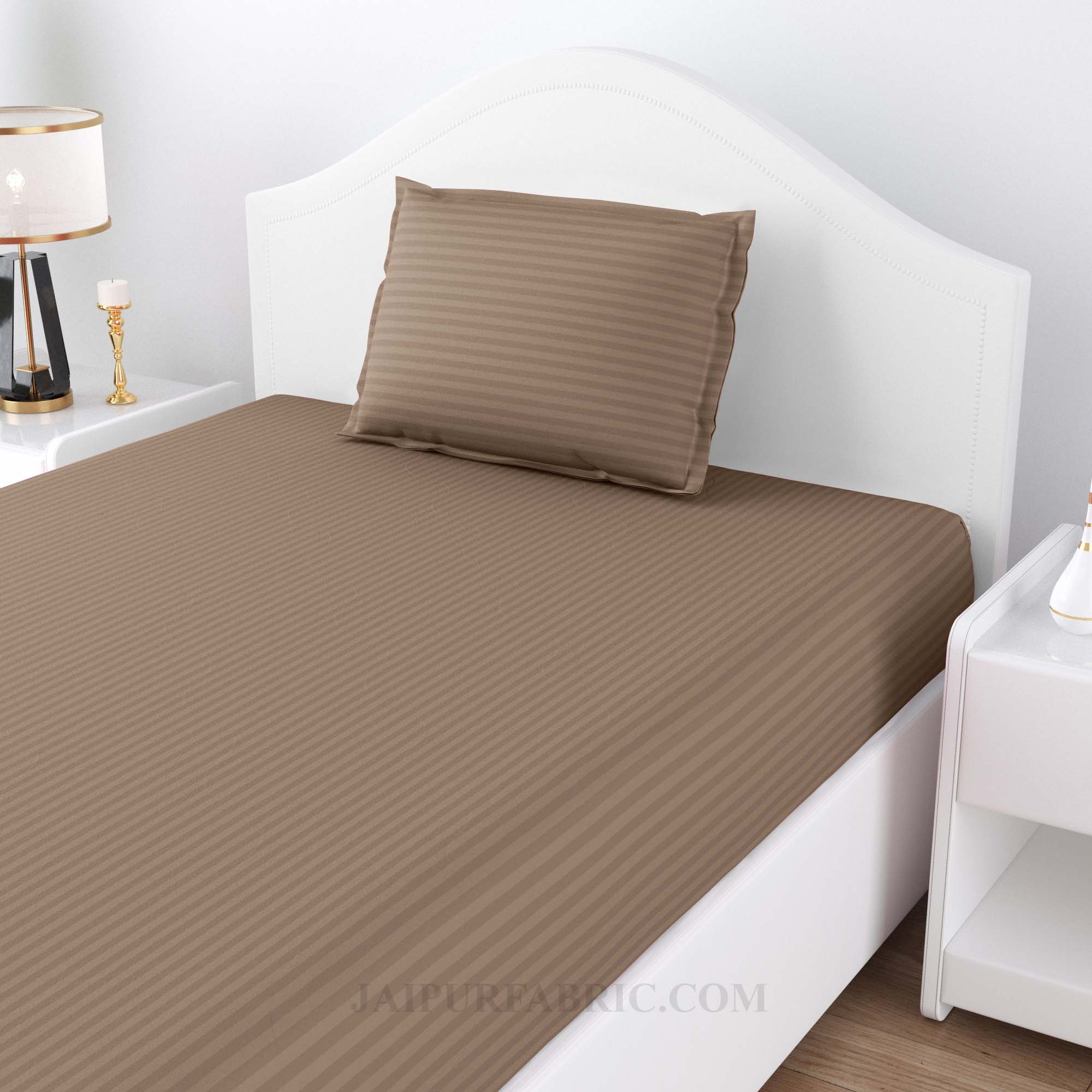 Light Brown Satin Stripes Single BedSheet