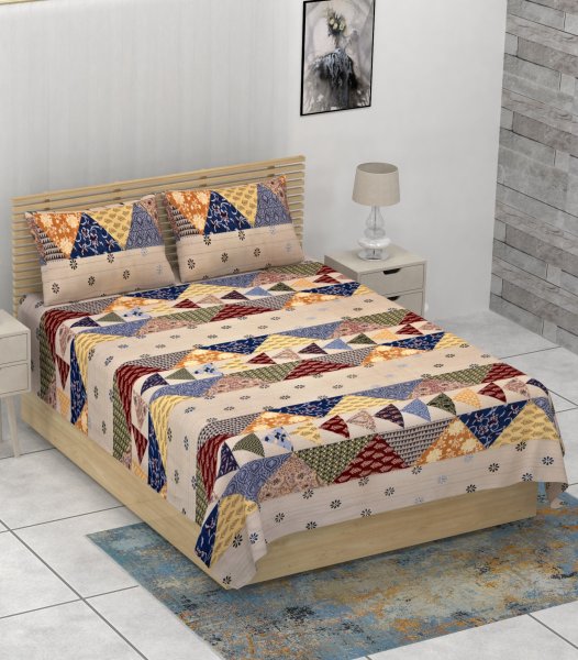 Barmeri Pastel Twill Cotton Single Bedsheet With Two Pillow Cover