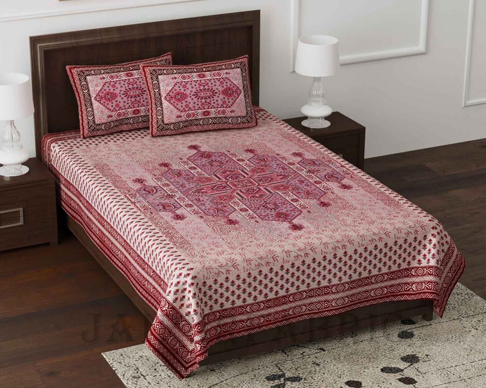 Marbella Pink Pure Cotton Single Bedsheet with 2 Pillow Covers