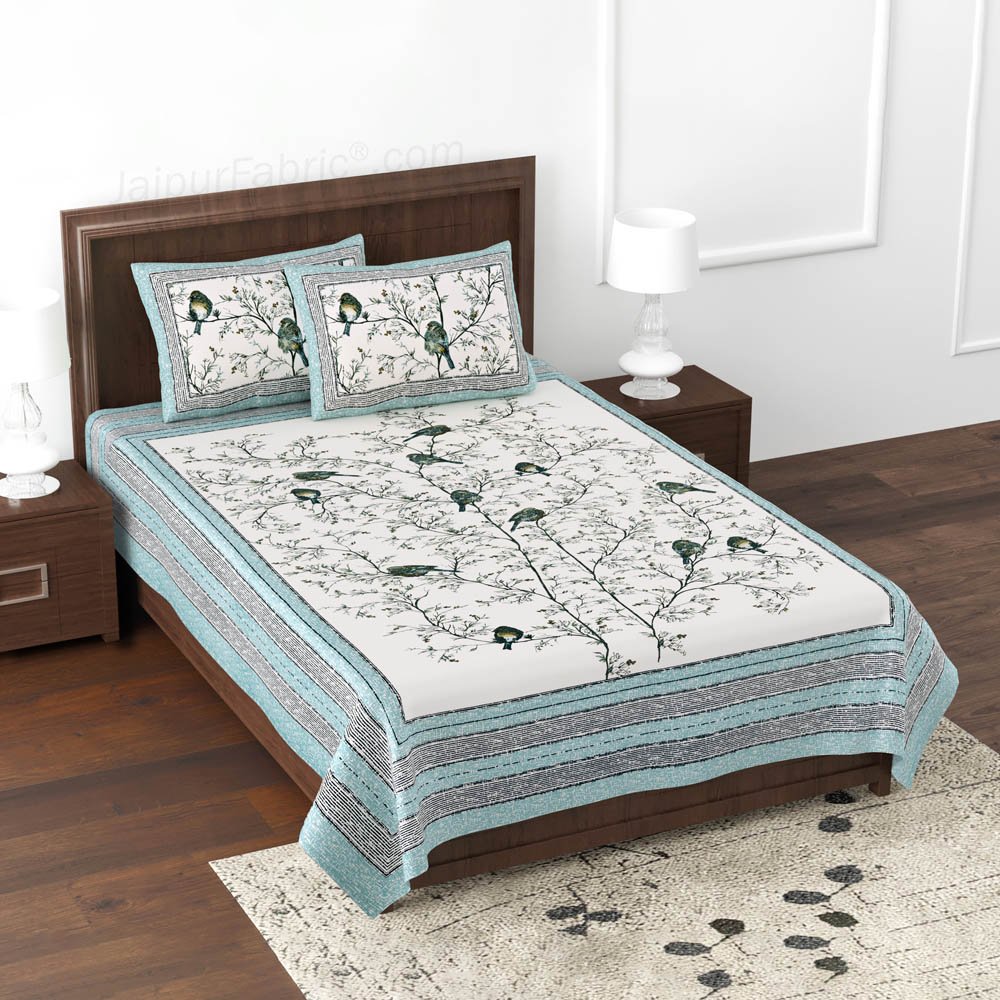 The Natural World Green  Single Cotton Bedsheet