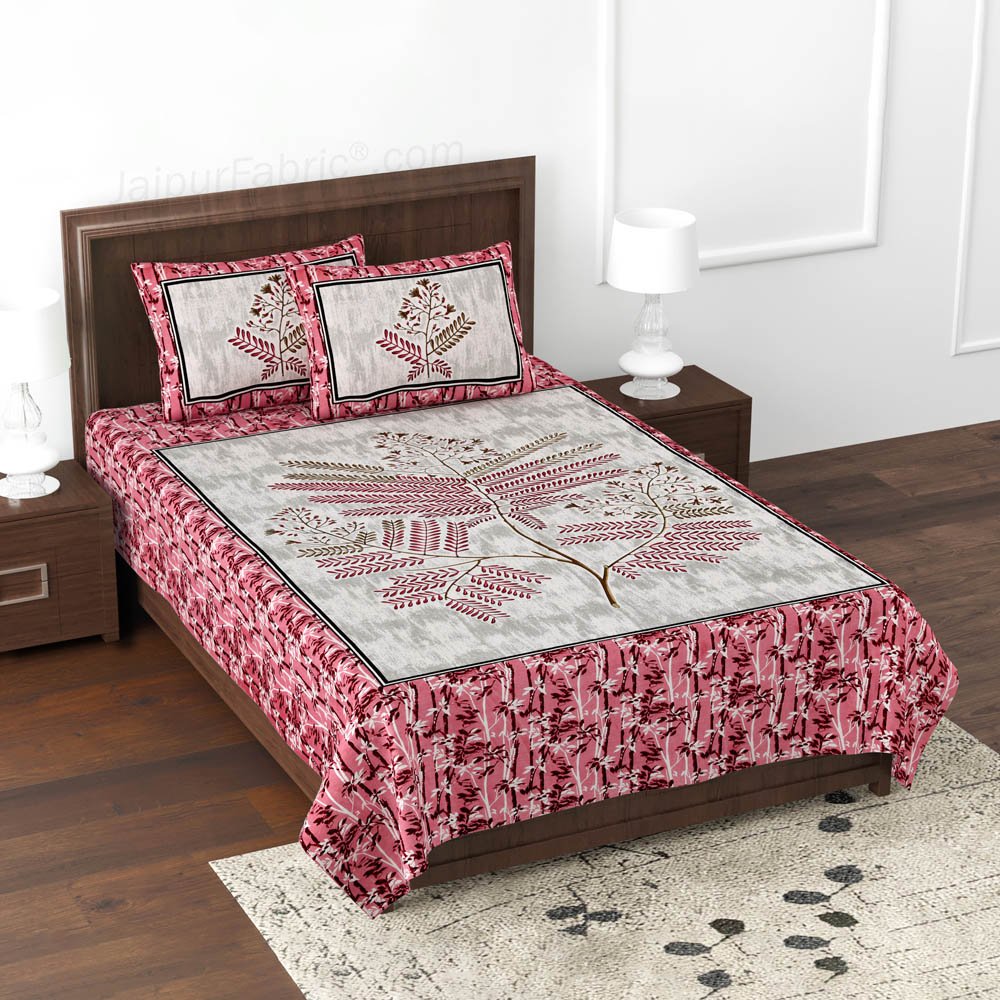 Beautiful Branch Pink Single Cotton Bedsheet