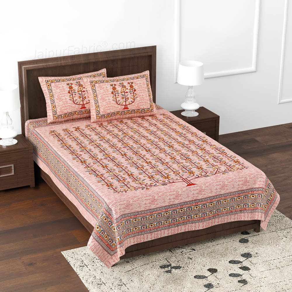 Marking Celebration Red Single Cotton Bedsheet