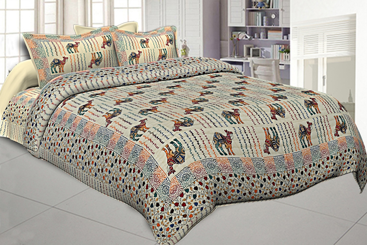 jaipur Razai Double Bed With Satrangi Camel Pattern Combo Pack