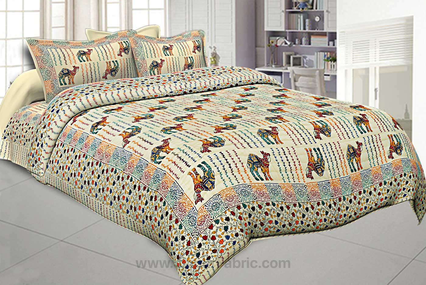 jaipur Razai Double Bed With Satrangi Camel Pattern Combo Pack