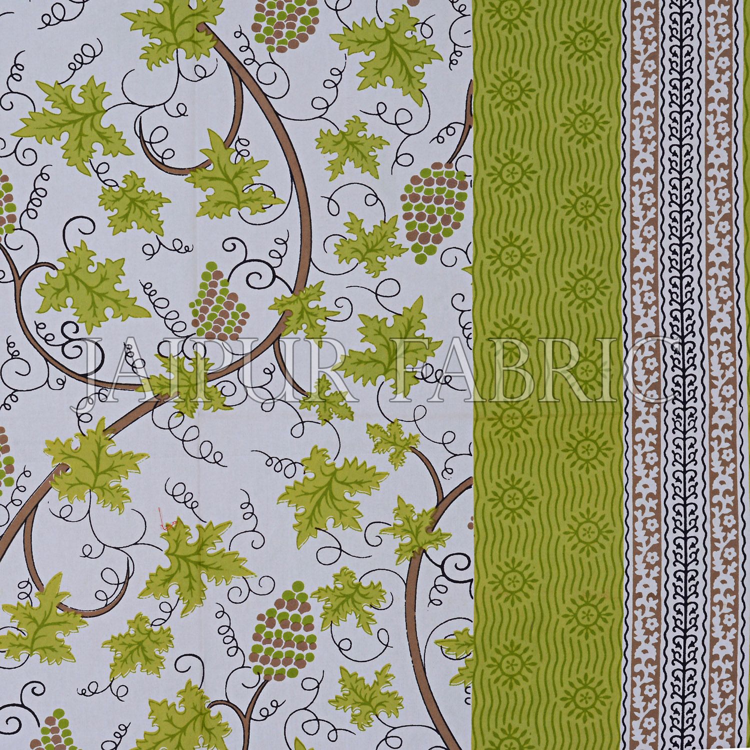 Parrot Green Grape Designer Cotton Double Bed Sheet