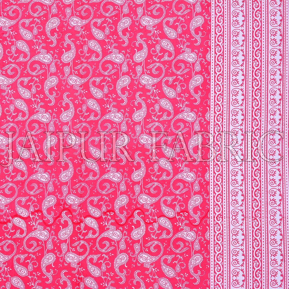 Rose Red Border Base Karry Design Super Fine Cotton Double Bedsheet