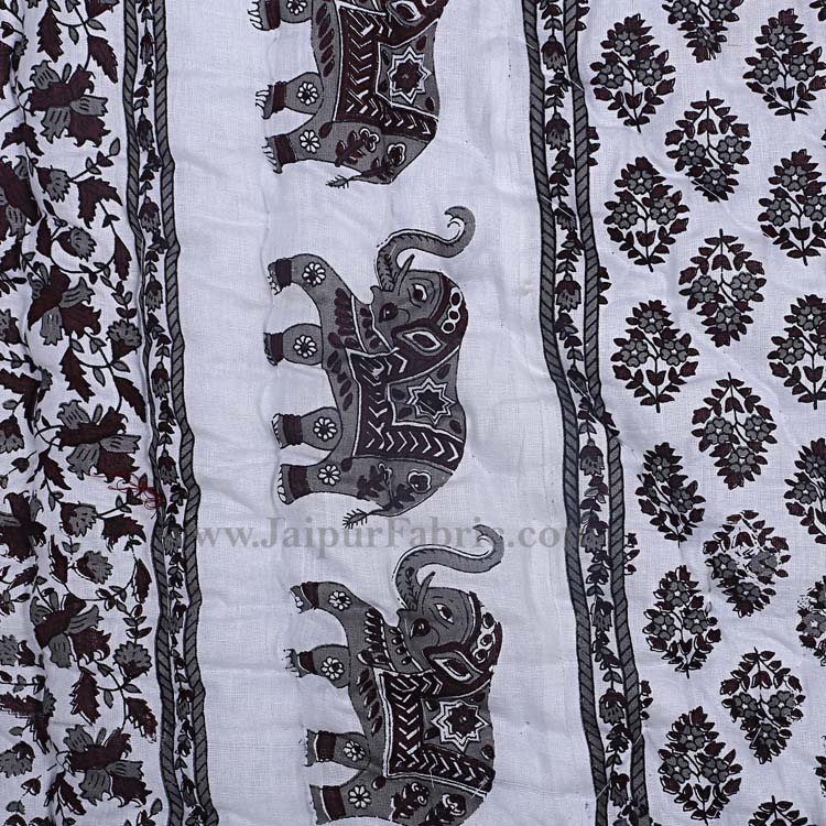 Jaipuri Quilt Leafy Print 200Gsm Fine Cotton Single Bed Rajai