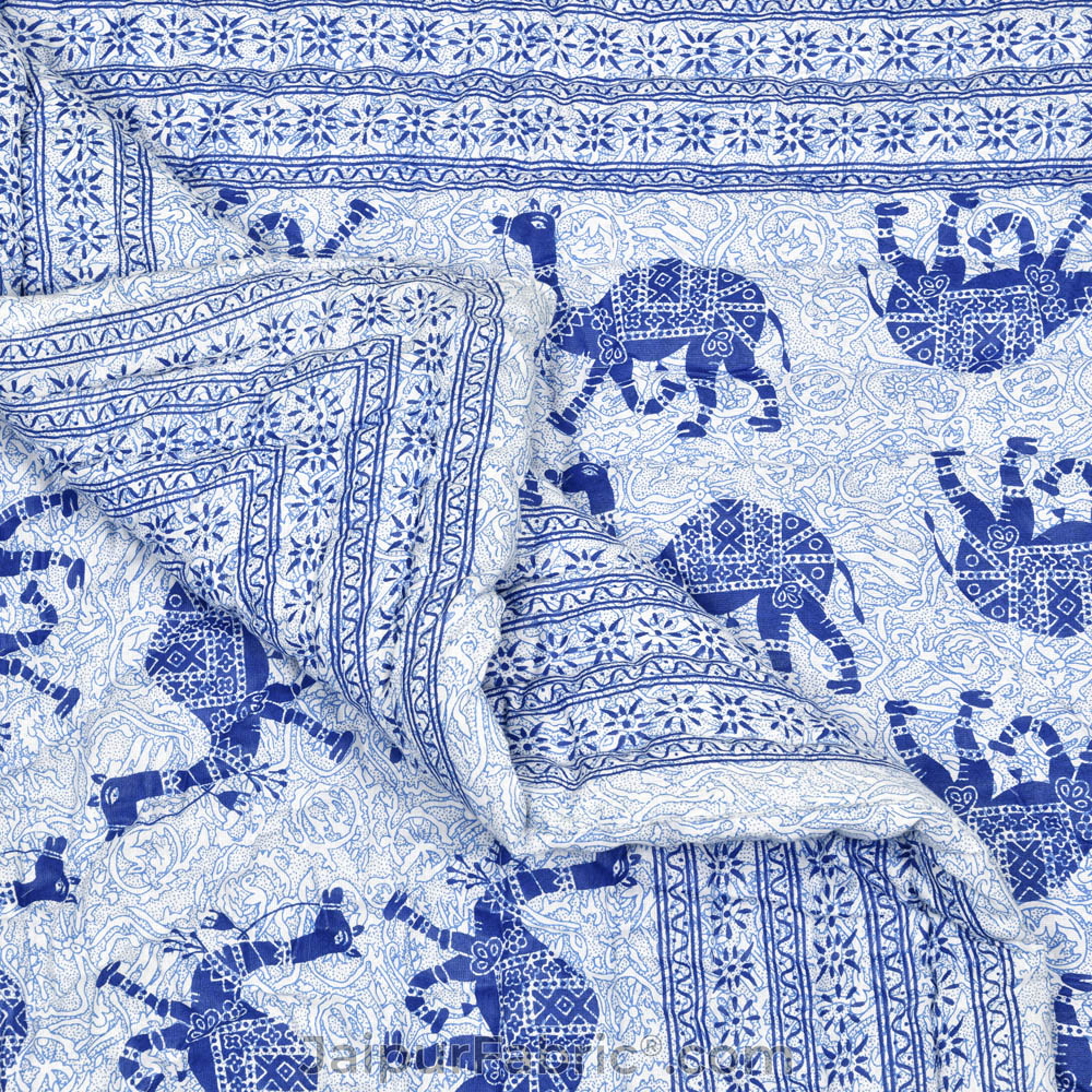 Jaipuri Quilt Blue Camel Print 200Gsm Fine Cotton Single Bed Rajai