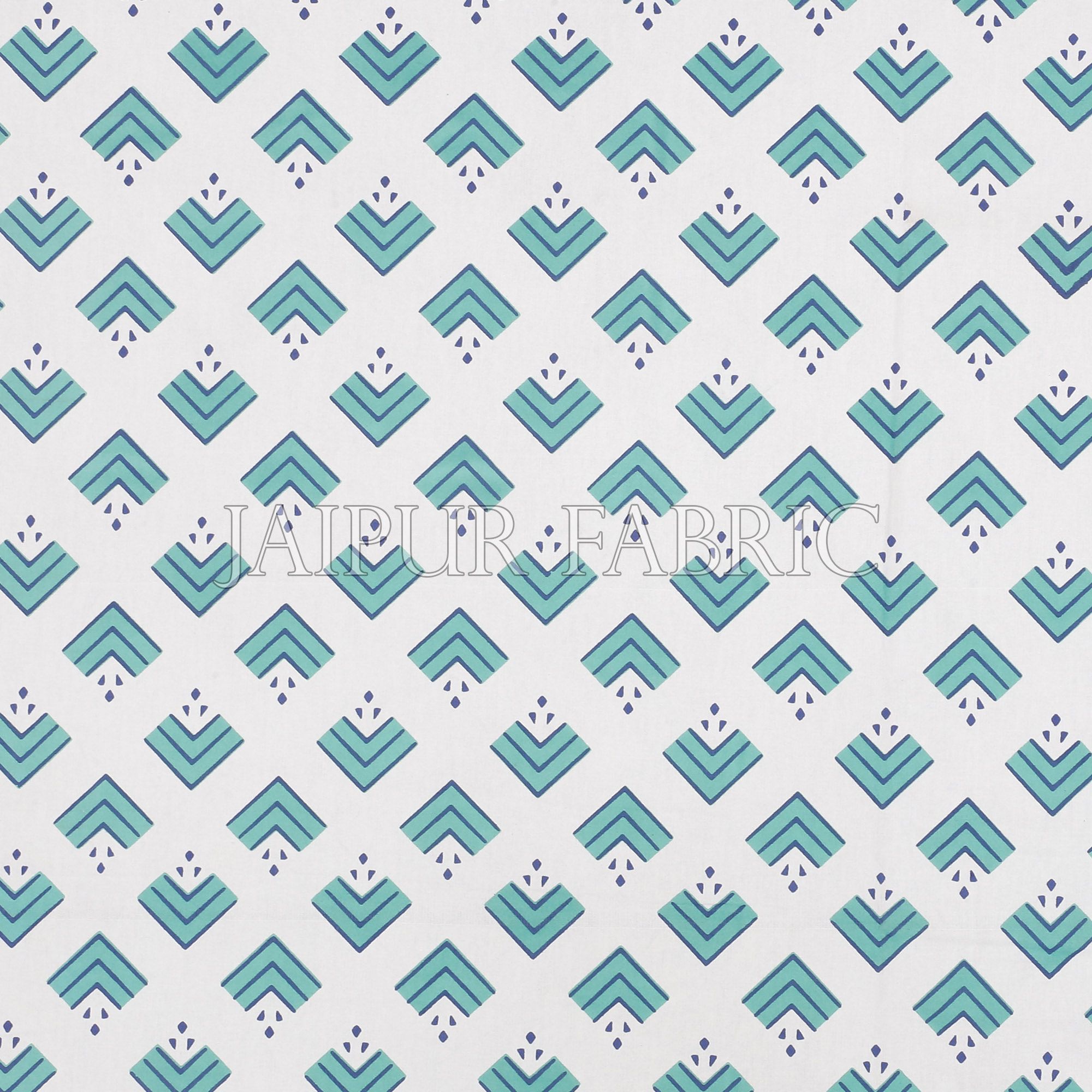 Turquoise Border Arrow Pattern Screen Print Cotton Double Bed Sheet